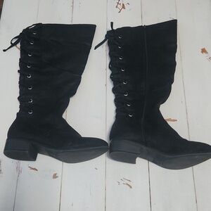 Black Lace Up Boots (back) Size 8 Very Comfortable
